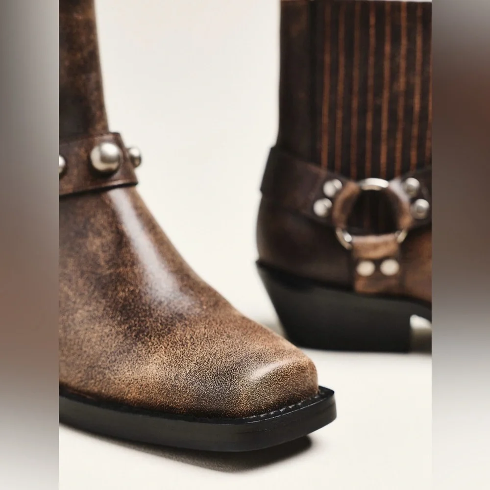 Anthropologie Bibi Lou Moto Ankle Boots - Picture 3 of 4